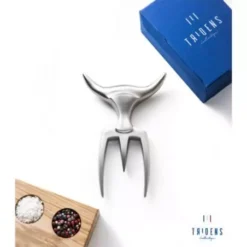 Fourchette TRIDENS Inox Brosse Avec Socle Bois -Gril Cuisine Boutique lot fourchette tridens inox brosse avec socle 2