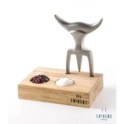 Fourchette TRIDENS Inox Brosse Avec Socle Bois