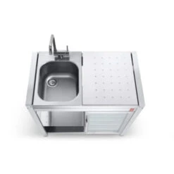 Table Oasi 97 Ice Avec Réfrigérateur D'Extérieur, évier Et Mitigeur - Plancha PLANET
